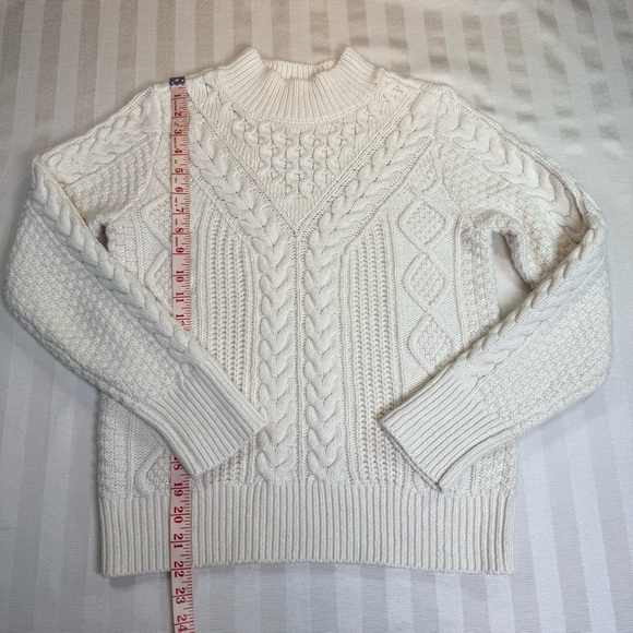 Philosophy Cable Knit Sweater Mock Turtleneck Cream Colored Sz S Cotton Blend - Picture 9 of 14